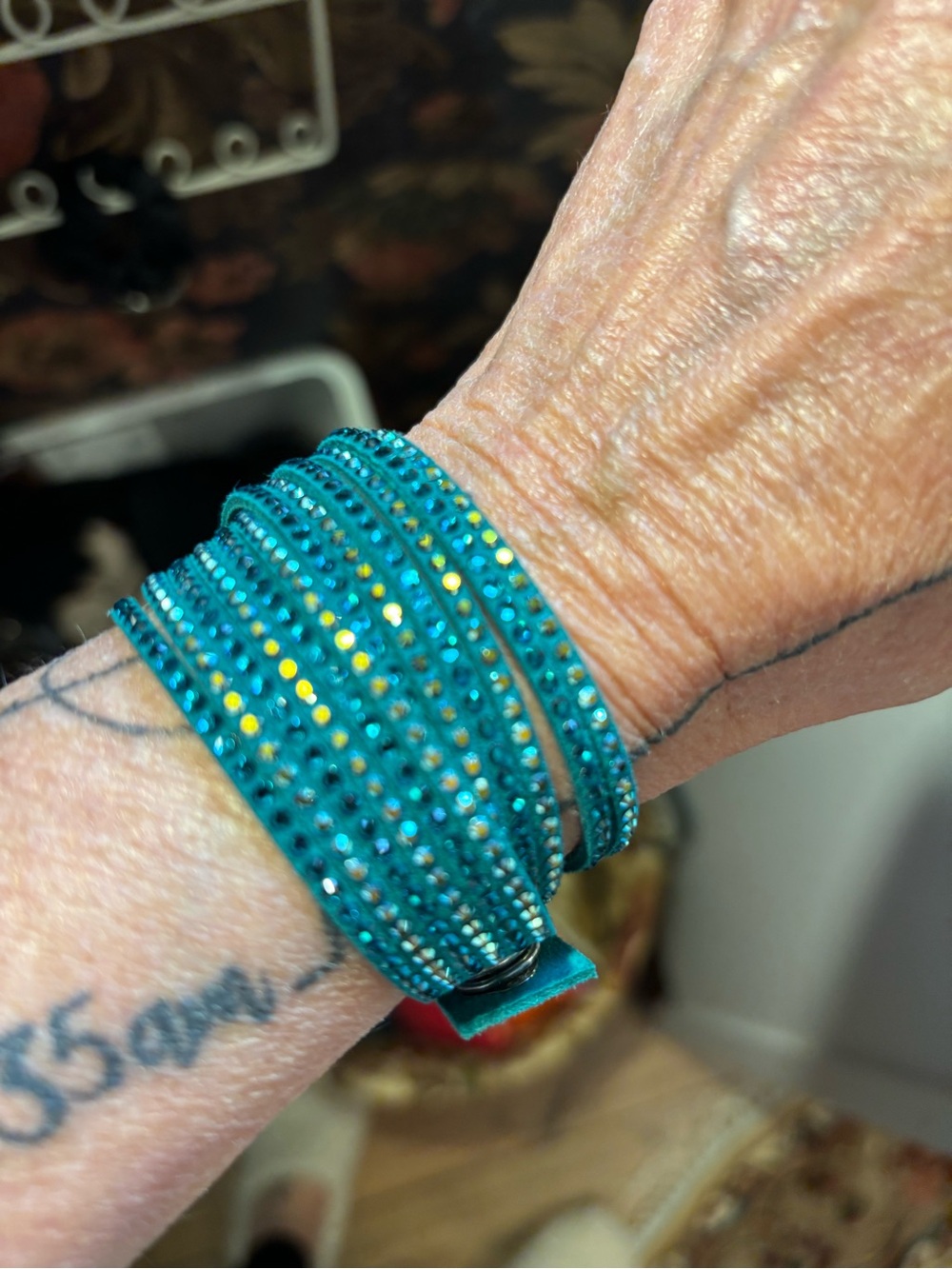 Swarovski Teal Crystal Multi-Strand Wrap Bracelet